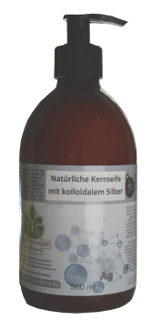 Pflanzliche Kernseife mit kolloidalem Silber ohne Zusätze für unreine Haut, bei Akne, Pickel, tötet Bakterien, Viren, Pilze, bei Psoriasis, Neurodermitis